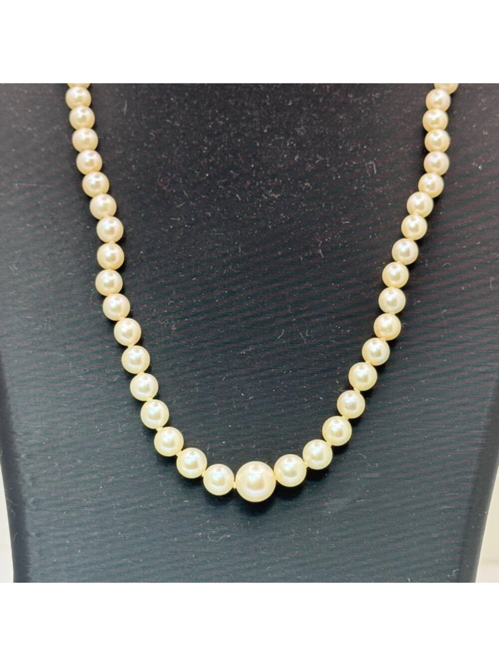 14K White Gold White Akoya Pearl Strand push Lock Clasp Necklace 18" Vintage